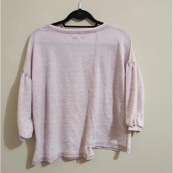 Lucky Brand Pink Oversize 3/4 Sleeve Asymmetrical graphic top size M - Picture 6 of 8